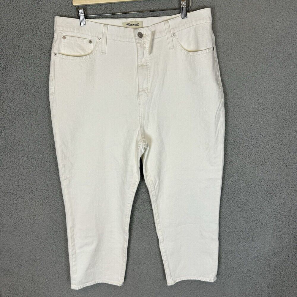 Madewell Jeans Womens 34 Petite Ivory 90s Straight Leg High Rise Denim NWT